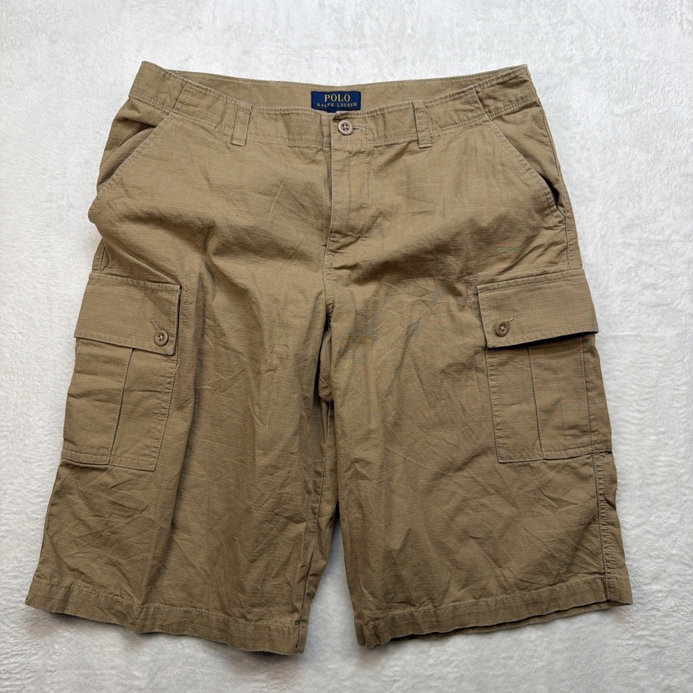 Polo Ralph Lauren Boys Cargo Shorts Khaki Ripstop Military Style Size 20